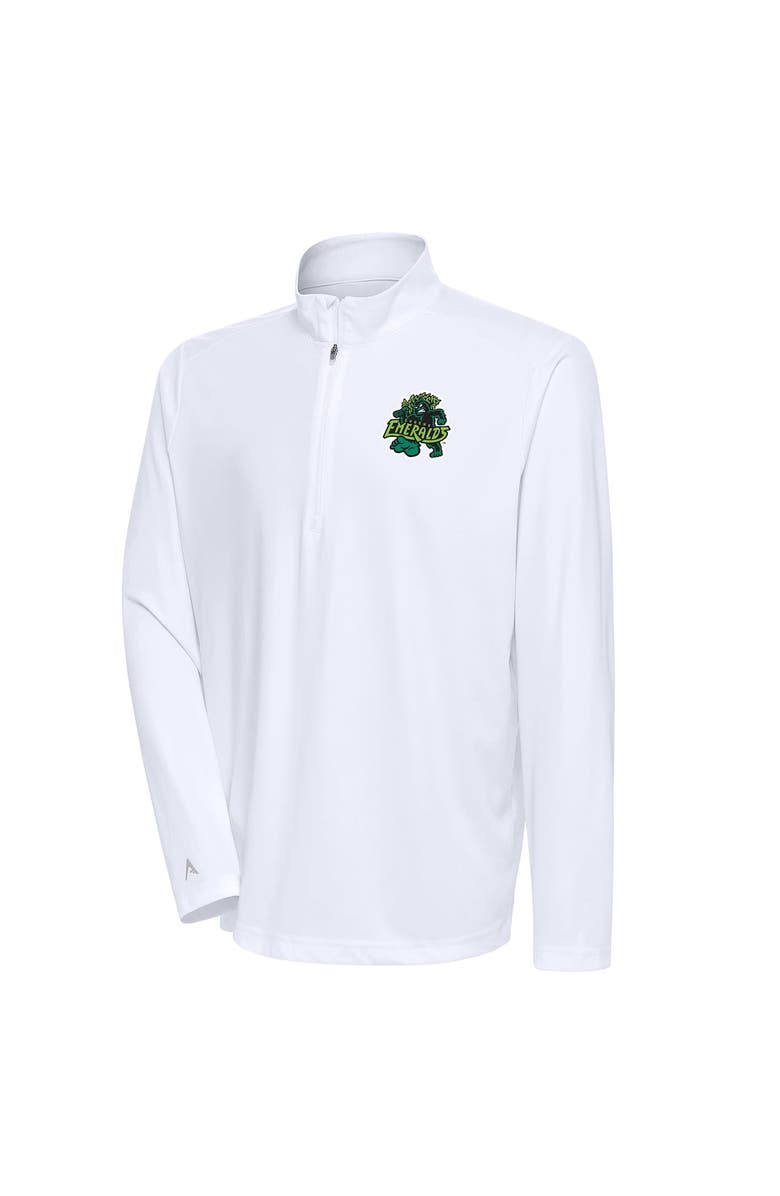 ANTIGUA Men's Antigua  White Eugene Emeralds Tribute Quarter-Zip Pullover Top, Main, color, 
