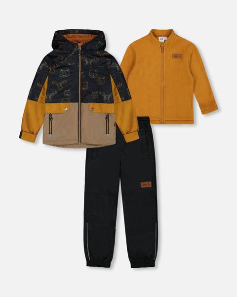 3-In-1 Mid-Season Outerwear Set With Colorblock Jacket Neutral Blue And Navy