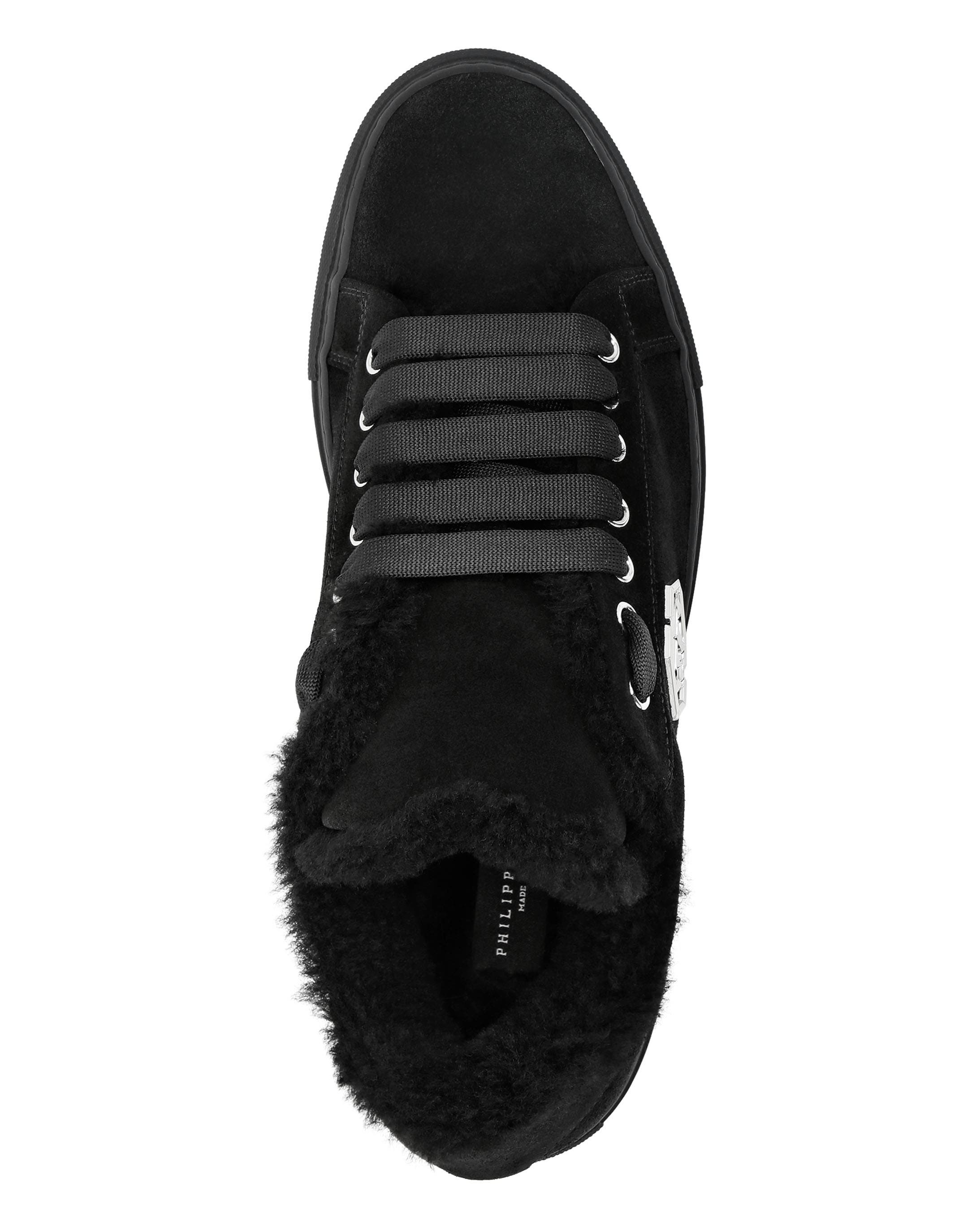 Shearling Lo-Top Sneakers Men, Alternate, color, black
