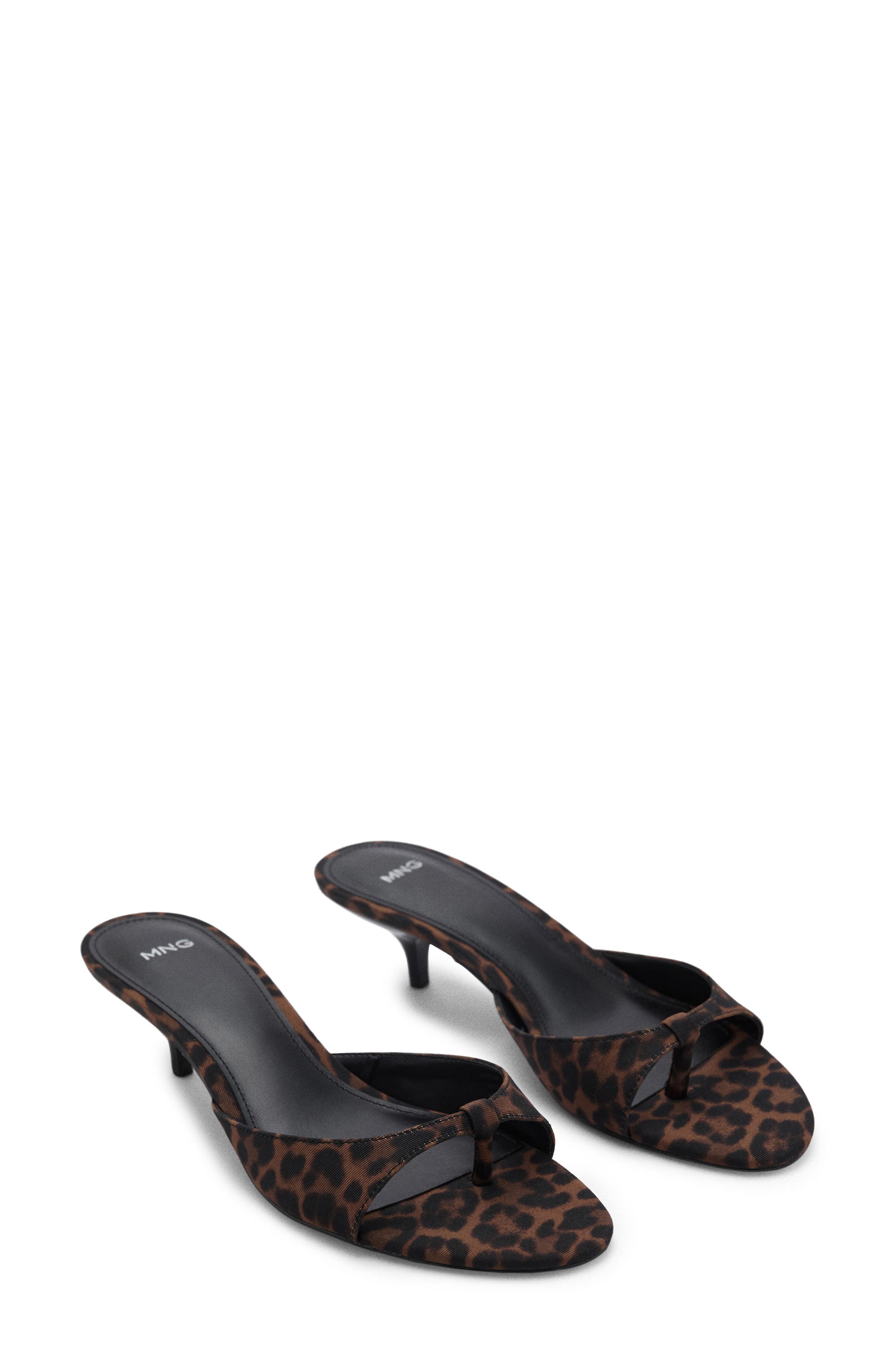 MANGO Leopard Print Kitten Heel Sandal, Main, color, 