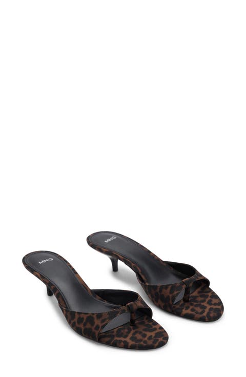 Leopard Print Kitten Heel Sandal (Women)
