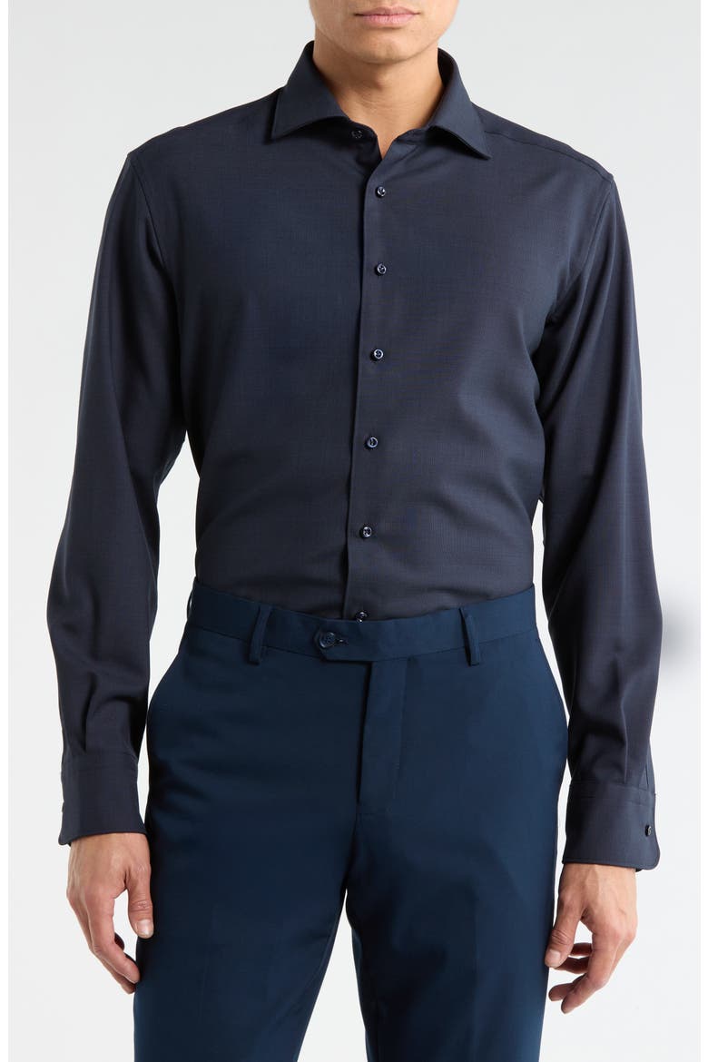 Modern Fit Merino Wool Button Front Shirt, Main, color, BLUE GREY