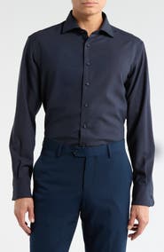 Eterna Modern Fit Merino Wool Button Front Shirt