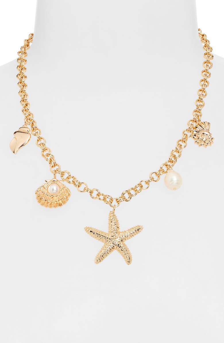 BaubleBar Mariam Charm Necklace, Alternate, color, Gold
