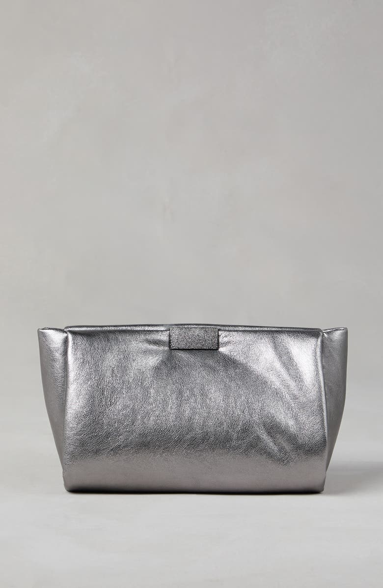 Brunello Cucinelli Lamé calfskin clutch bag with shimmering detail, Alternate, color,
