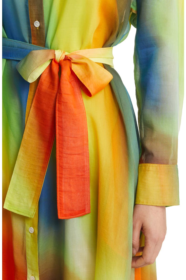 Boracay Rainbow Long Sleeve Cotton & Silk Shirtdress, Alternate, color, BRIGHT YELLOW MULTI