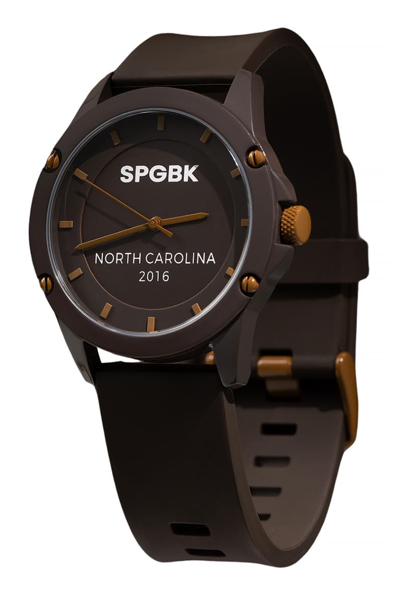 Dark Chocolate Silicone Strap Watch, Main, color, DARK BROWN