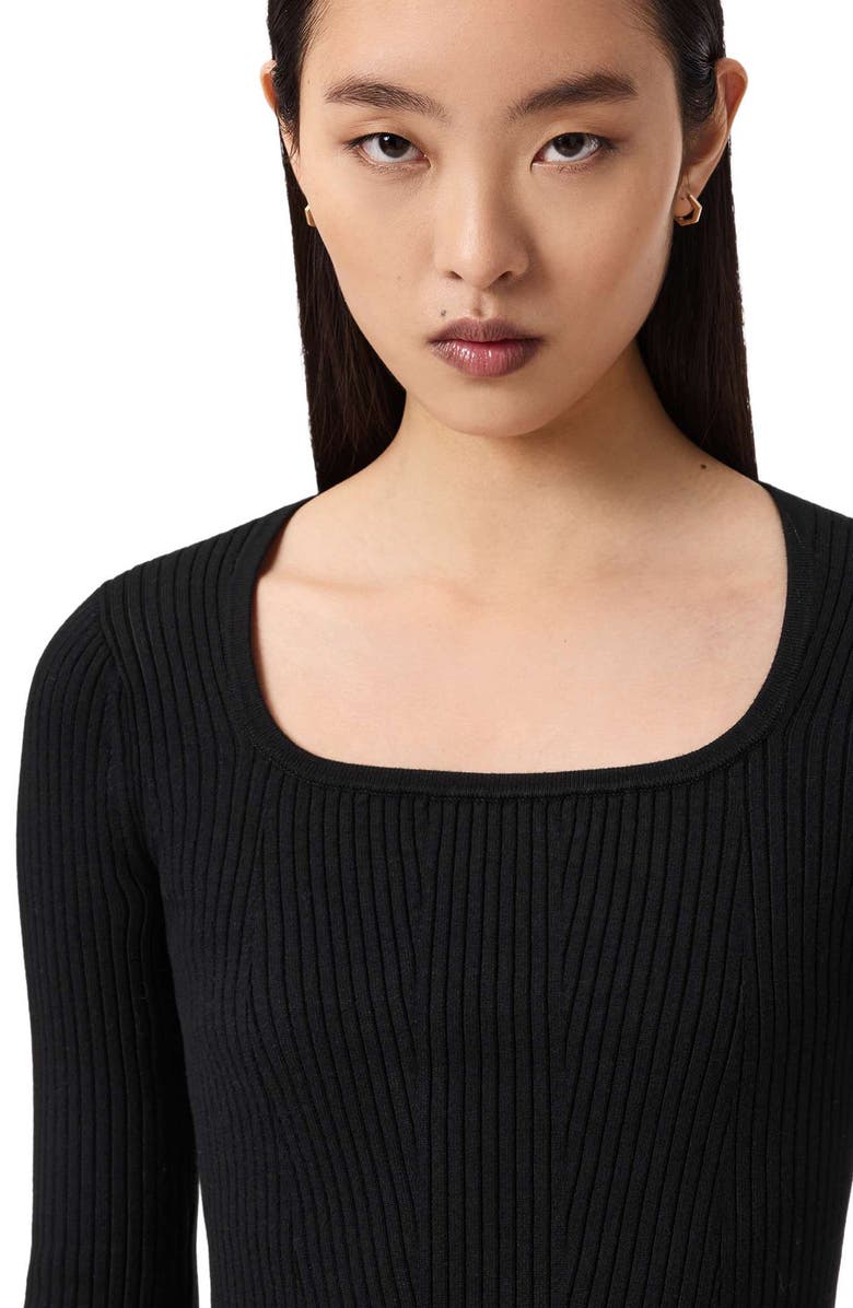 AllSaints Cruz Hera Rib Sweater, Alternate, color, Black