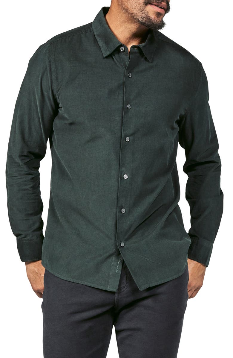 7 Diamonds Herigate Cotton Corduroy Button-Up Shirt, Main, color, Basil