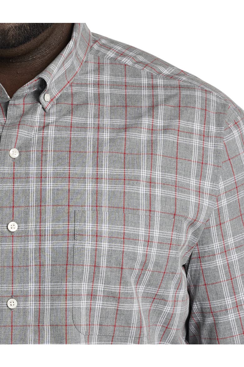 Big & Tall Heathered Large Plaid Sport Shirt, Alternate, color, GREY