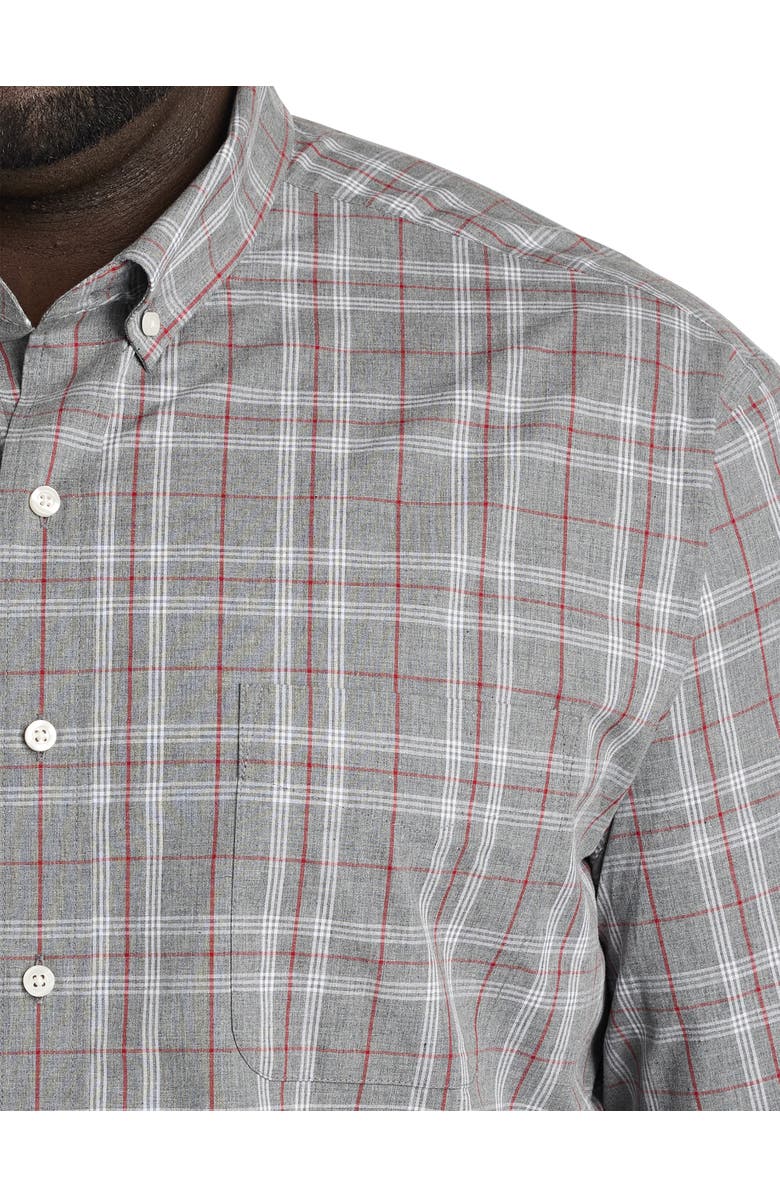 Oak Hill by DXL Big & Tall Heathered Large Plaid Sport Shirt, Alternate, color, Grey