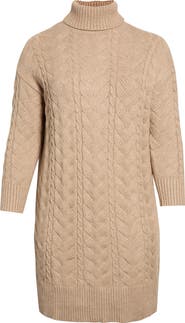 SUGARLIPS Cable Knit Turtleneck Sweater Dress