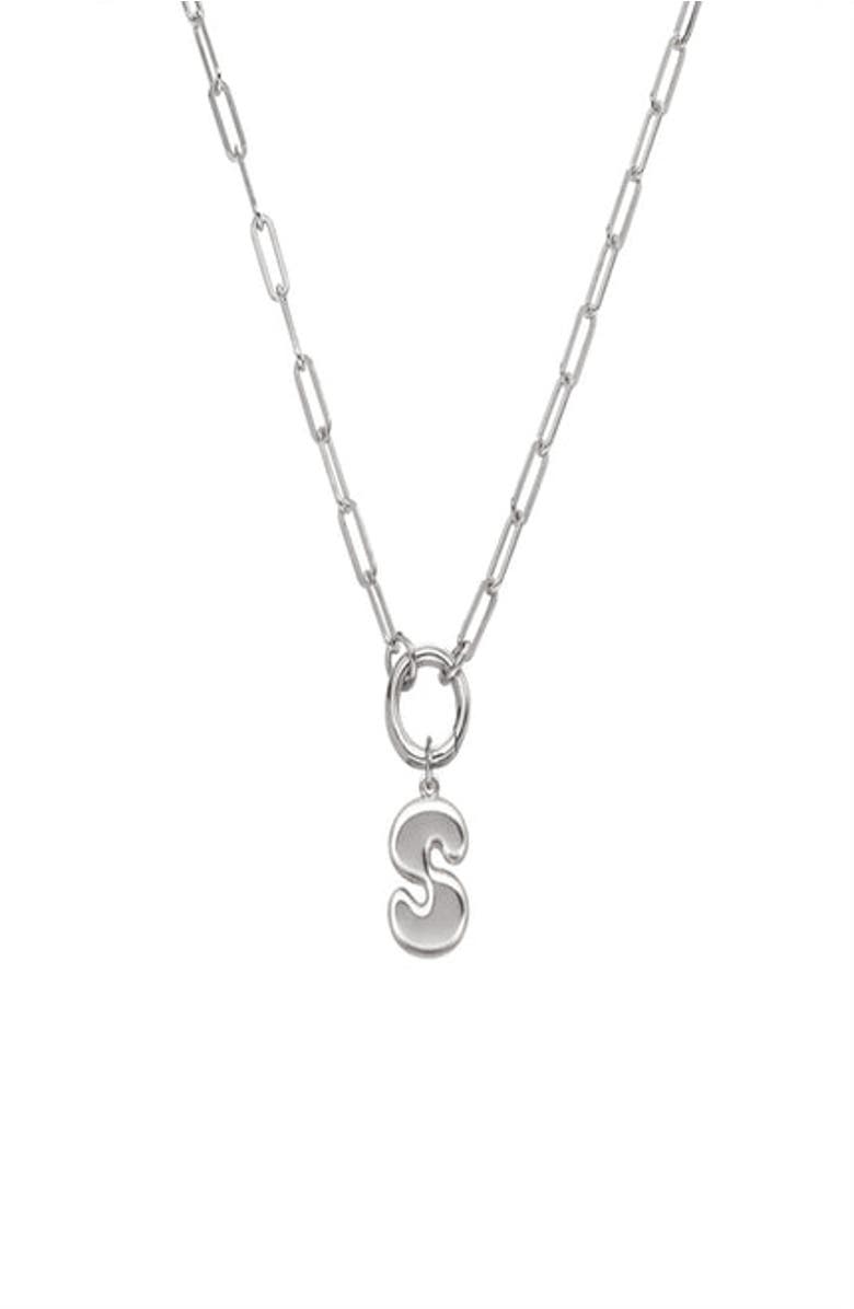 Oak & Luna Bubble Up Initial Necklace - Sterling Silver, Main, color, Letter S