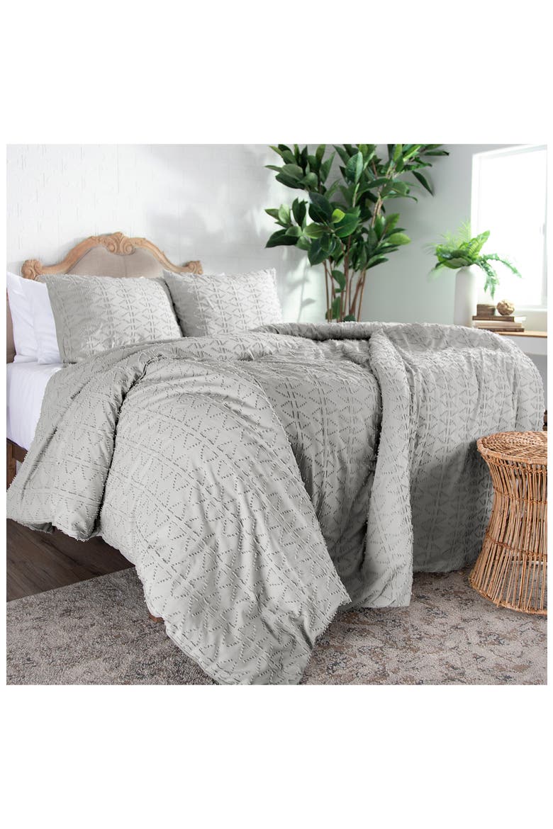 Bali Clipped Jacquard Duvet Set, Alternate, color, STEEL GREY