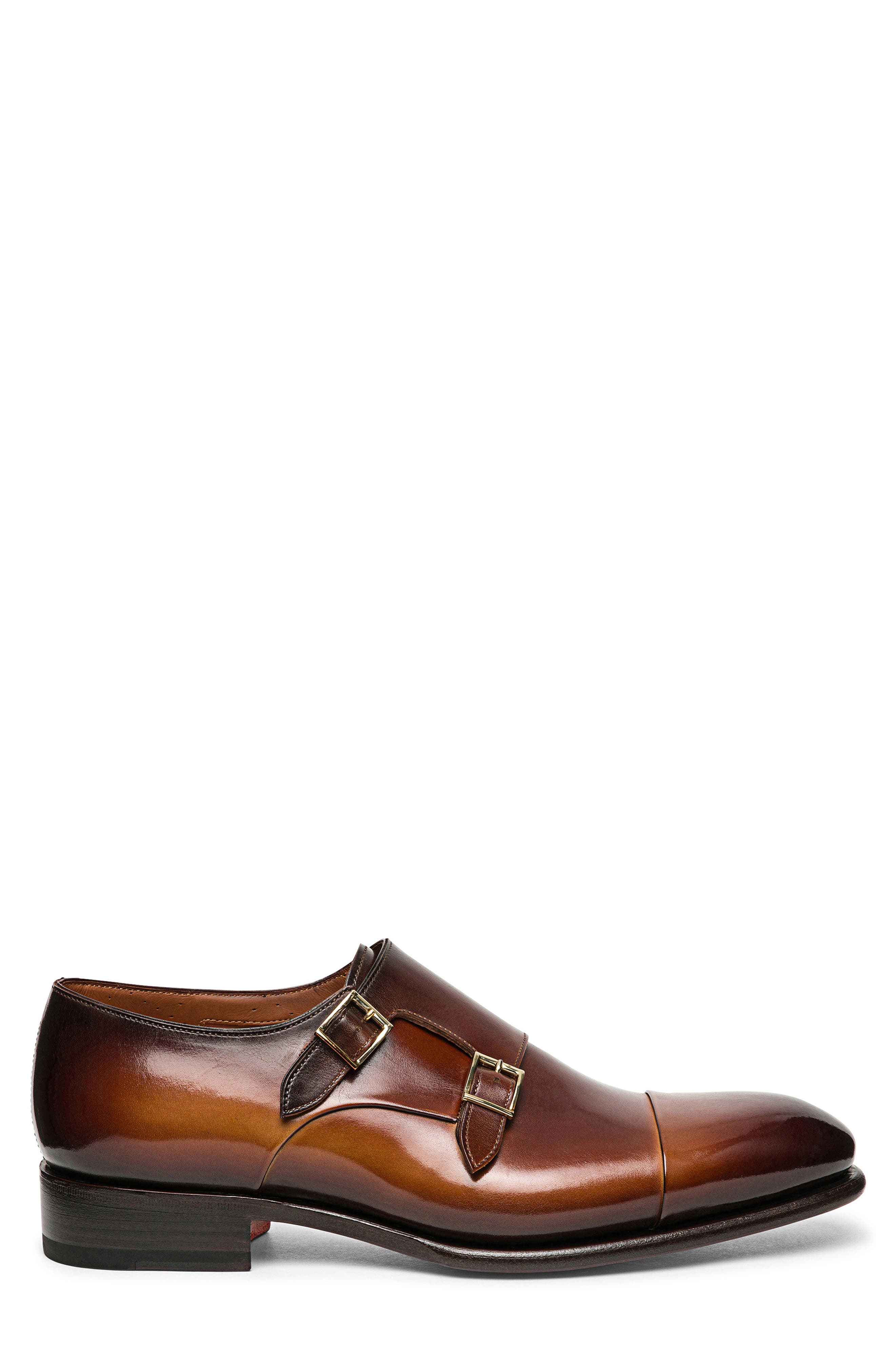 IRA Double Monk Strap Shoe, Alternate, color, DARK BROWN