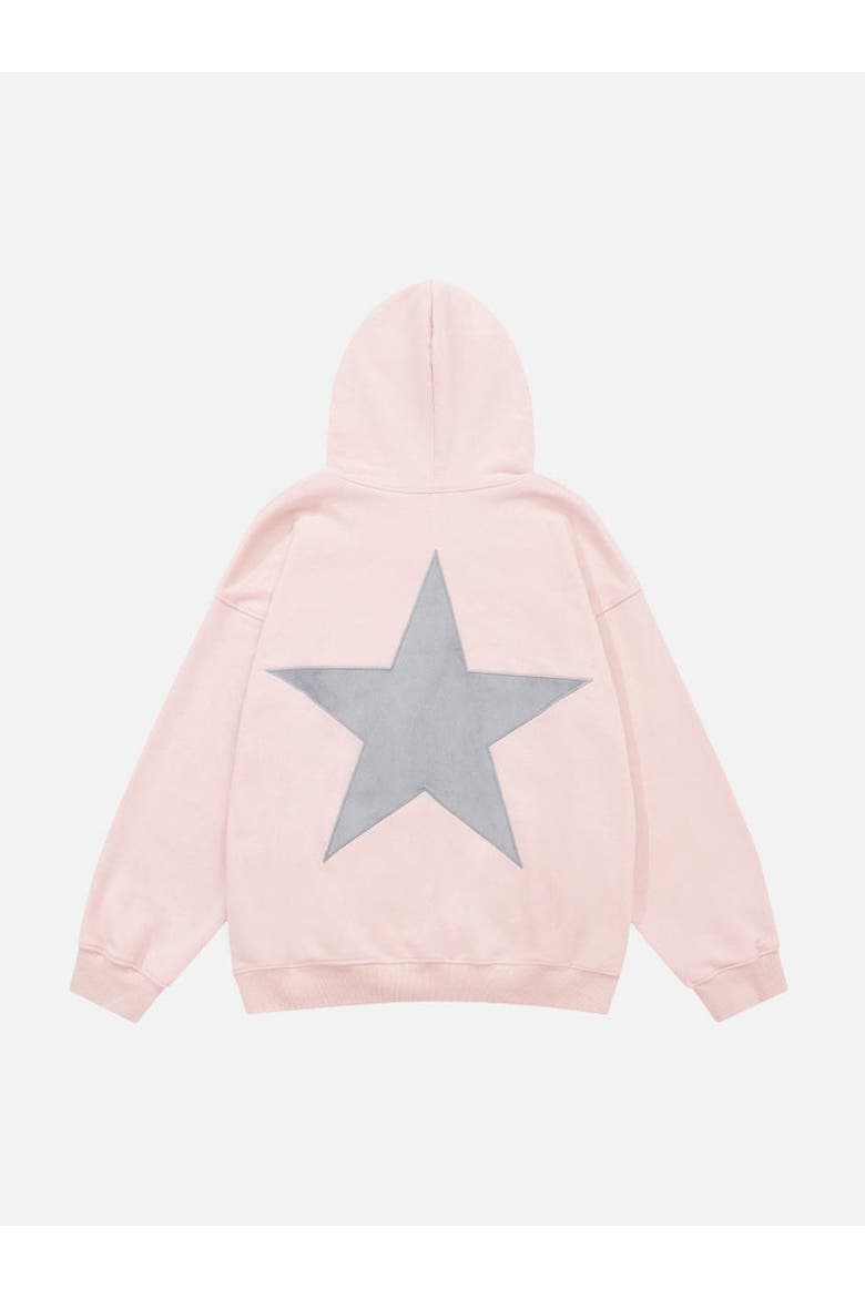 Star Color Contrast Hoodie, Alternate, color, Light Pink