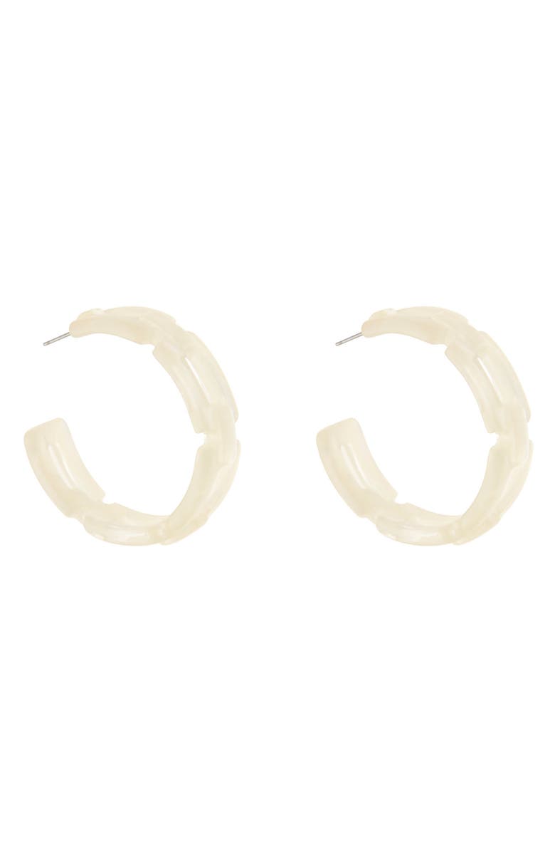 ZAXIE By Stefanie Taylor Silv Lucite Hoop Earrings, Main, color, Ivory