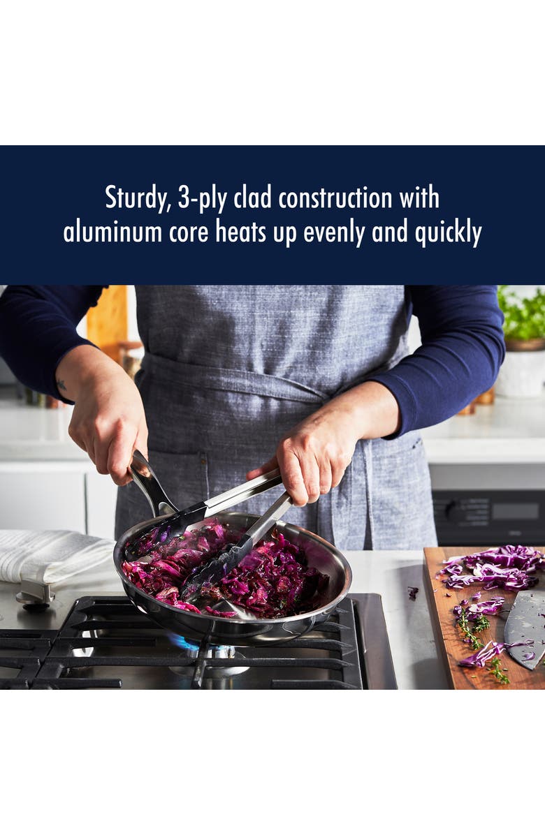 HENCKELS CUTLERY Clad H3 Two-Piece Stainless Steel Frying Pan Set, Alternate, color, Silver