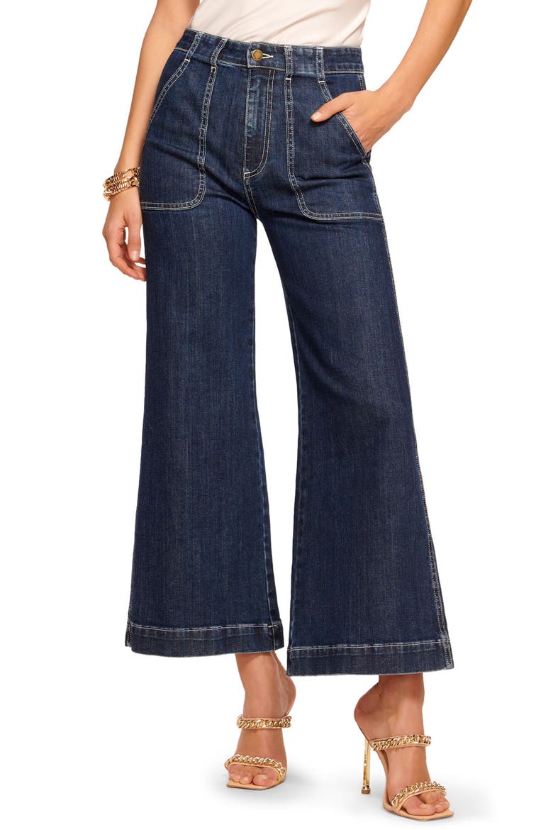 Theodora High Waist Wide Leg Ankle Jeans, Main, color, DARK WASH