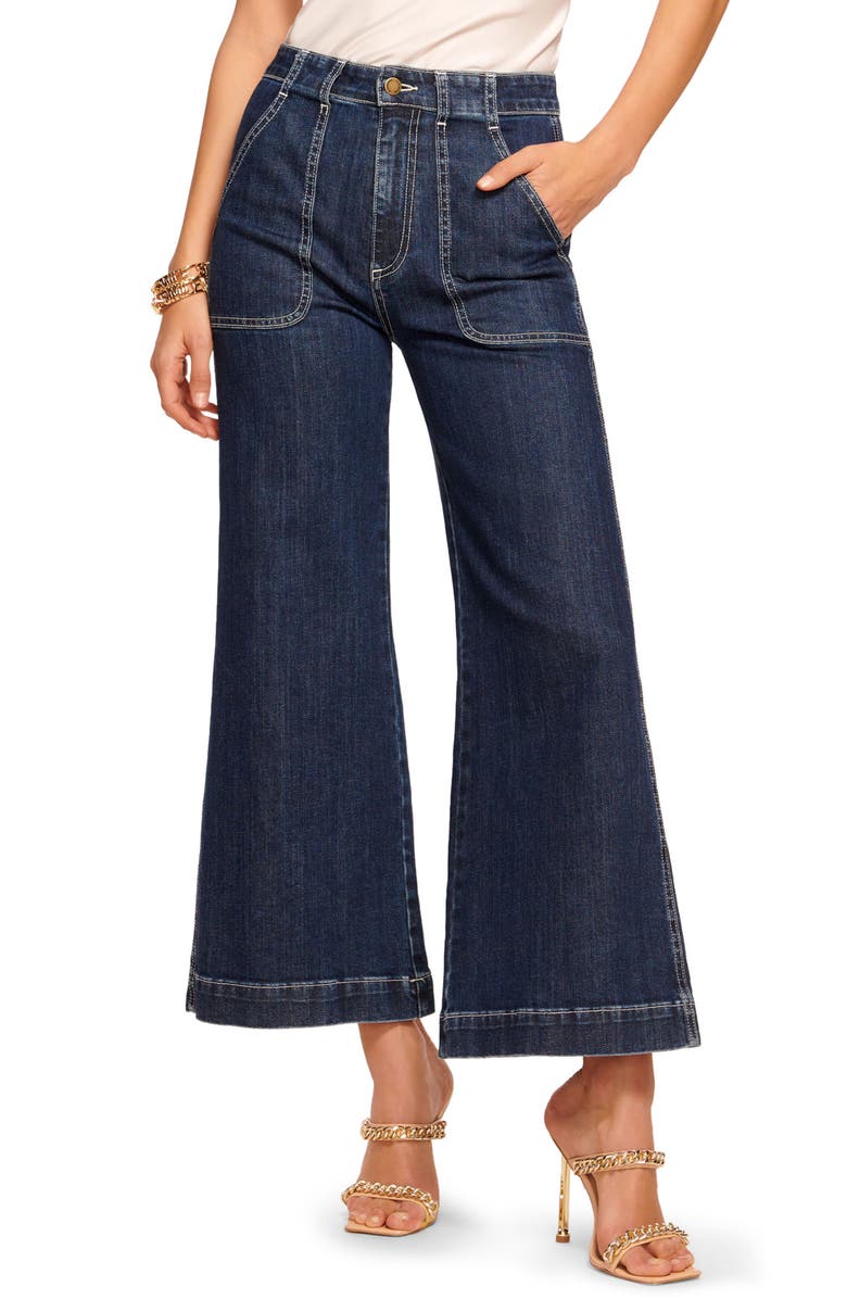 Ramy Brook Theodora High Waist Wide Leg Ankle Jeans, Main, color, Dark Wash