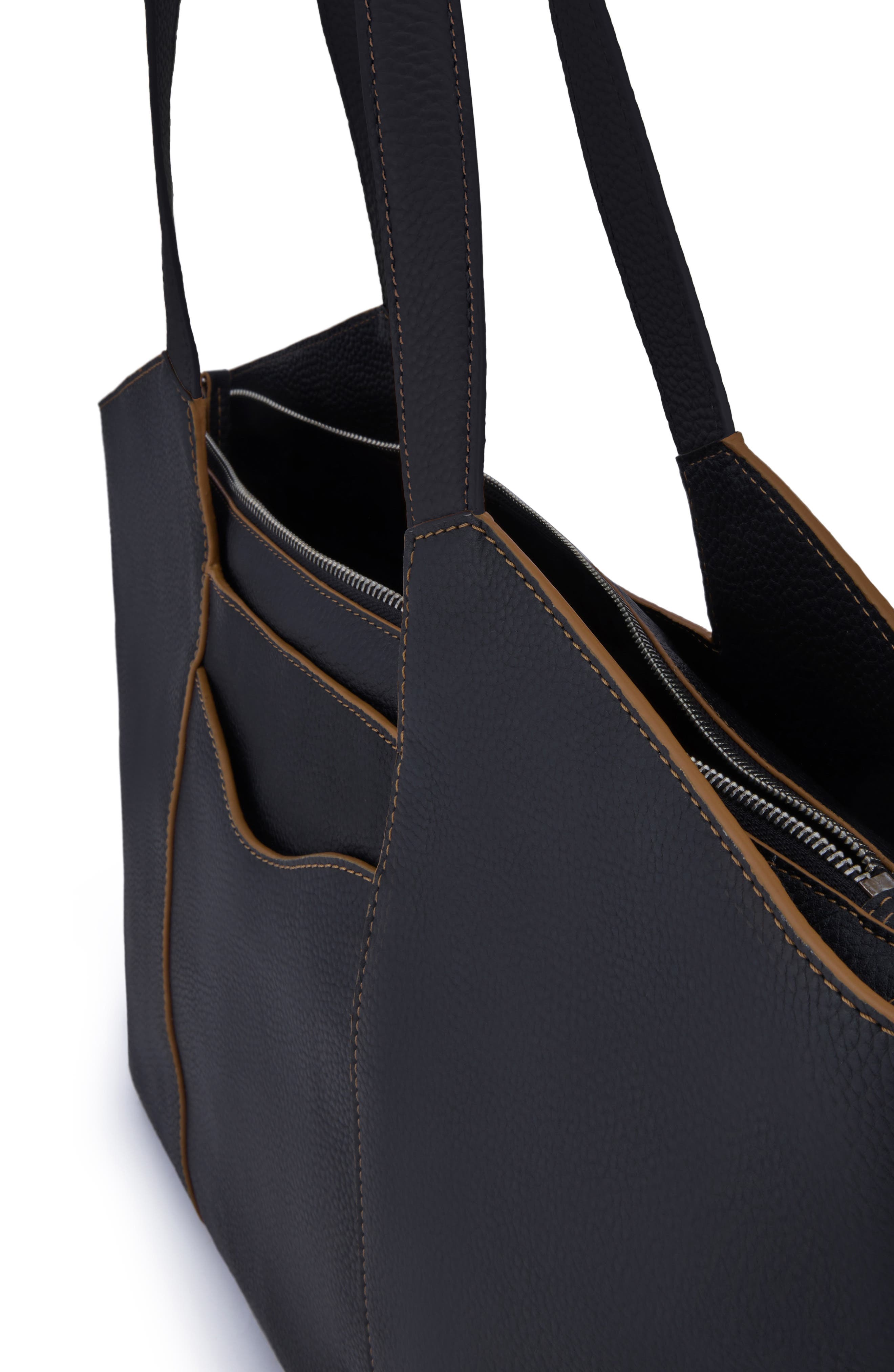 Melina Leather Tote, Alternate, color, BLACK/ TAN