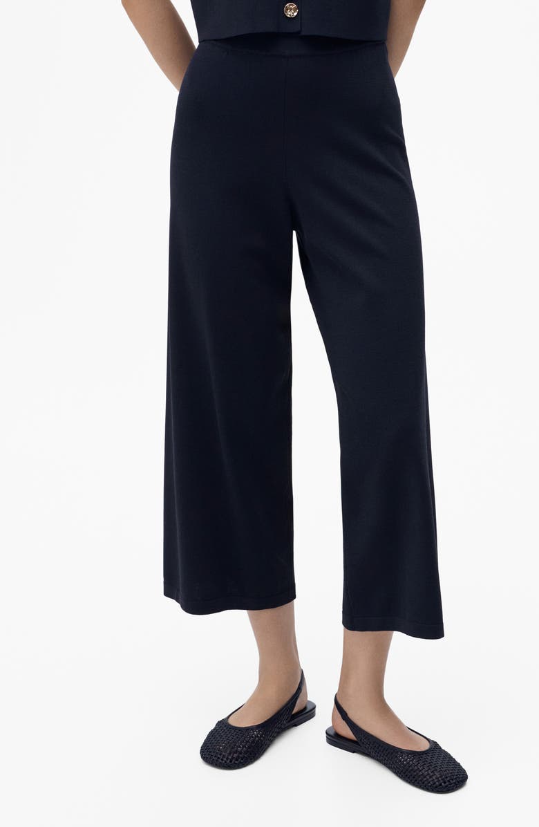 MANGO Crop Knit Pants, Main, color, Navy