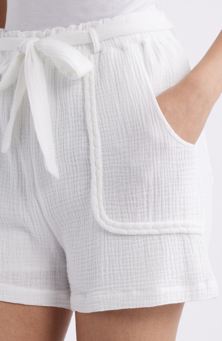 CITY BLUES Woven Cotton Shorts, Alternate, color, White