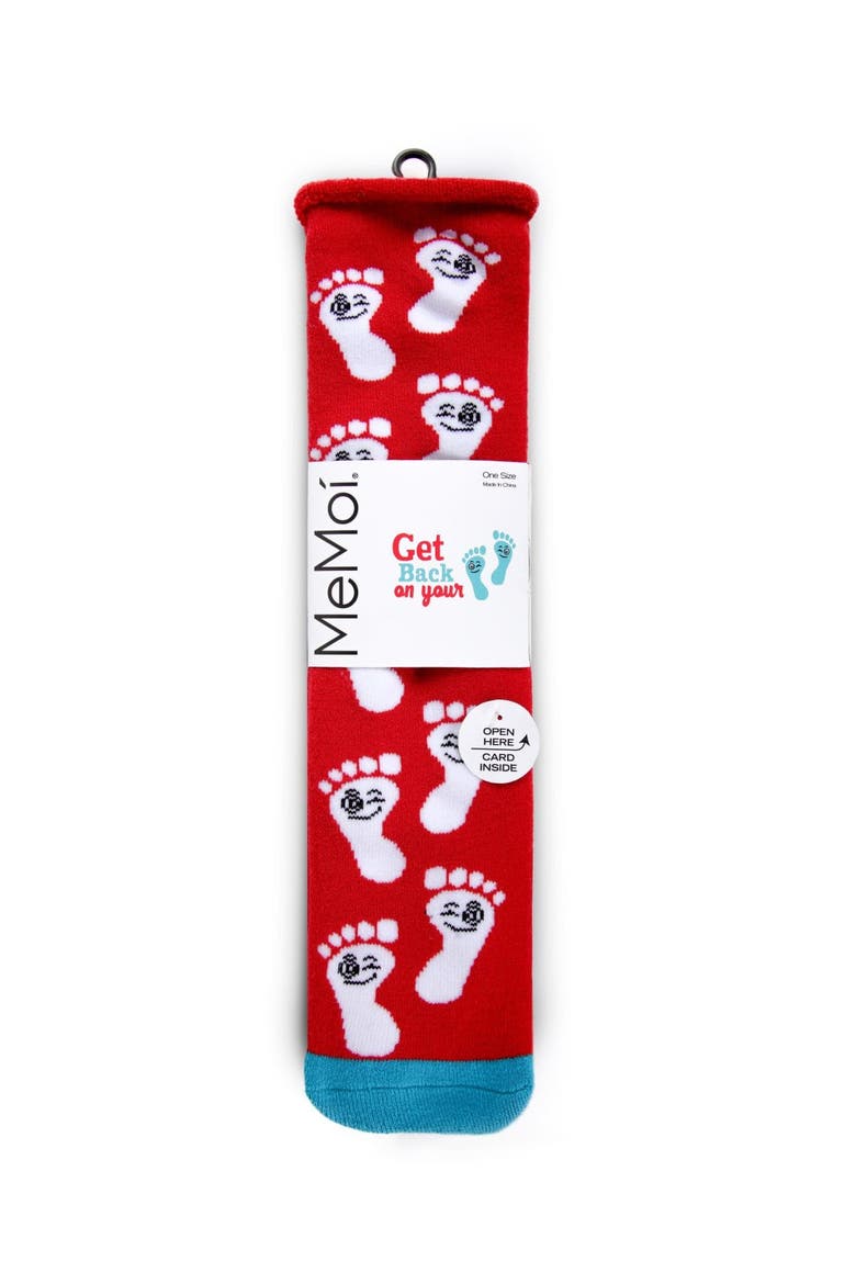 Big Kid's Back On Your Feet Greeting Card Crew Socks, Alternate, color, Red