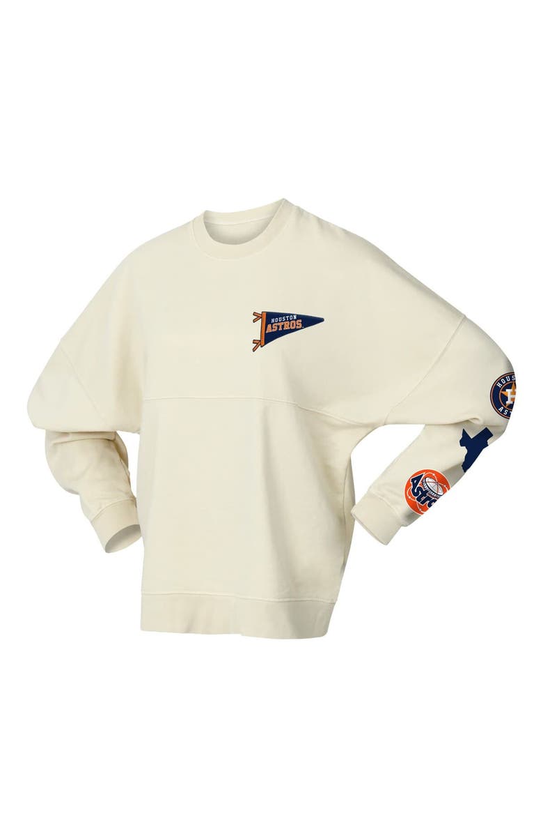 FANATICS Women's Fanatics Tan Houston Astros Pennant Flag Branded Fleece Pullover Sweatshirt, Alternate, color, Tan