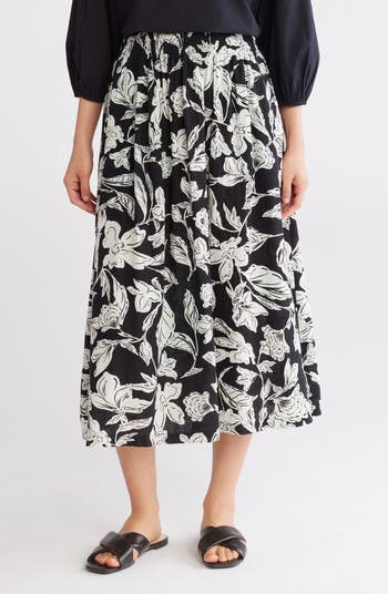 Linen Blend Pull-On Skirt