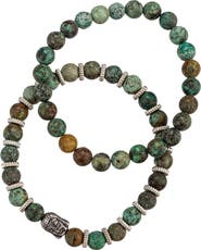 EYE CANDY LOS ANGELES Henry Green Buddha Agate Beaded Bracelet - Set of 2