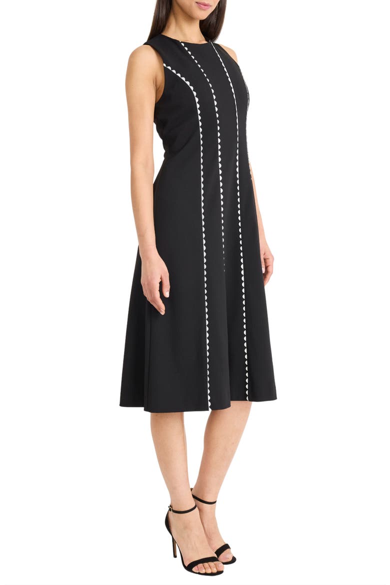 Rickrack Sleeveless Midi Dress, Alternate, color, BLACK