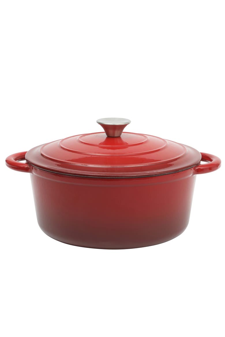 Addlestone 5 Quart Enameled Cast Iron Dutch Oven with Lid, Main, color, Red