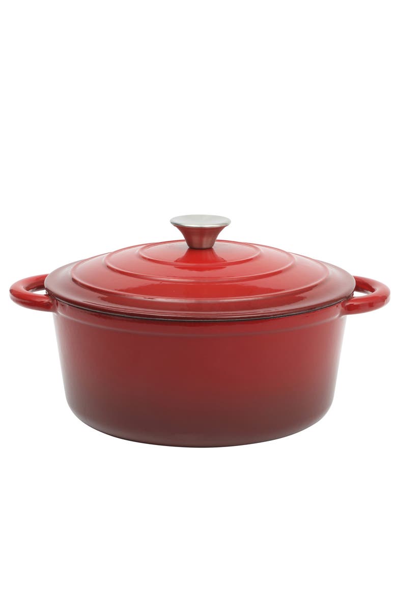 Gibson Home Addlestone 5 Quart Enameled Cast Iron Dutch Oven with Lid, Main, color, Red