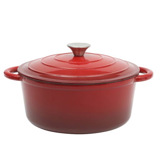 Gibson Home Addlestone 5 Quart Enameled Cast Iron Dutch Oven With Lid In Red