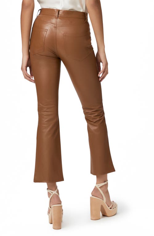 Paige Claudine Faux Leather Flare Leg Ankle Pants In Brown