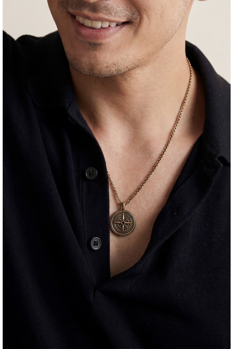 Men's All Signs Point North Pendant Necklace, Alternate, color, BRASS
