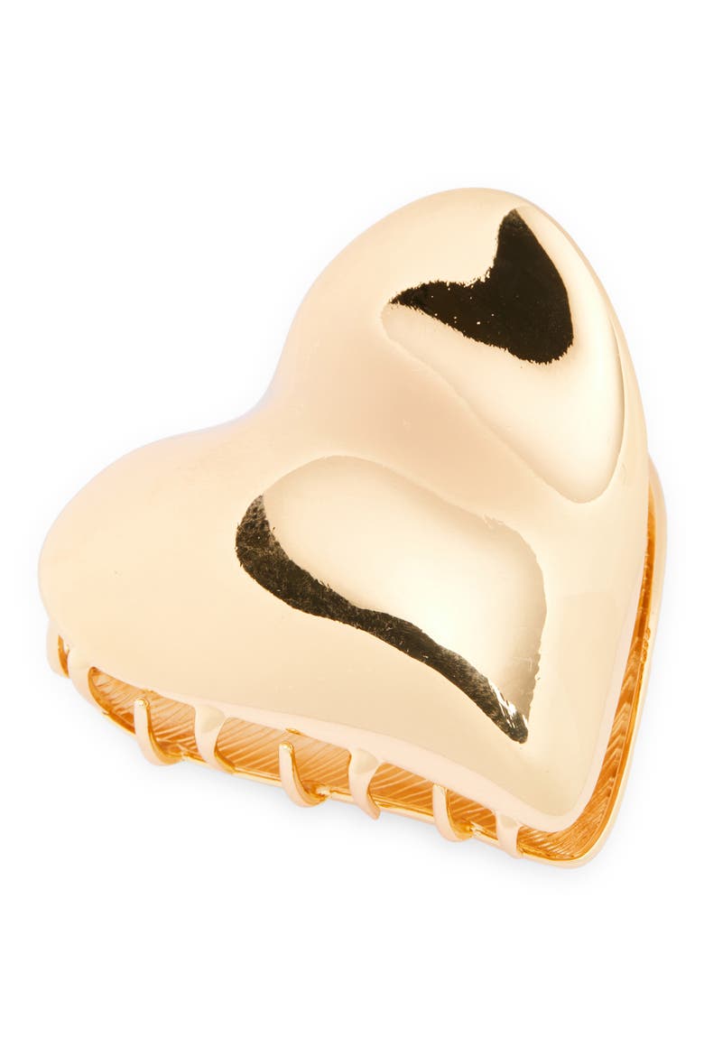 Metal Heart Claw Clip, Main, color, GOLD