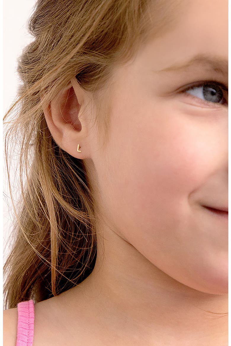14k Itsy Bitsy Initial Letter Earrings, Alternate, color, Letter L