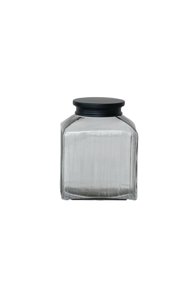 Large Square Glass Jar with Lid, Main, color, Clear