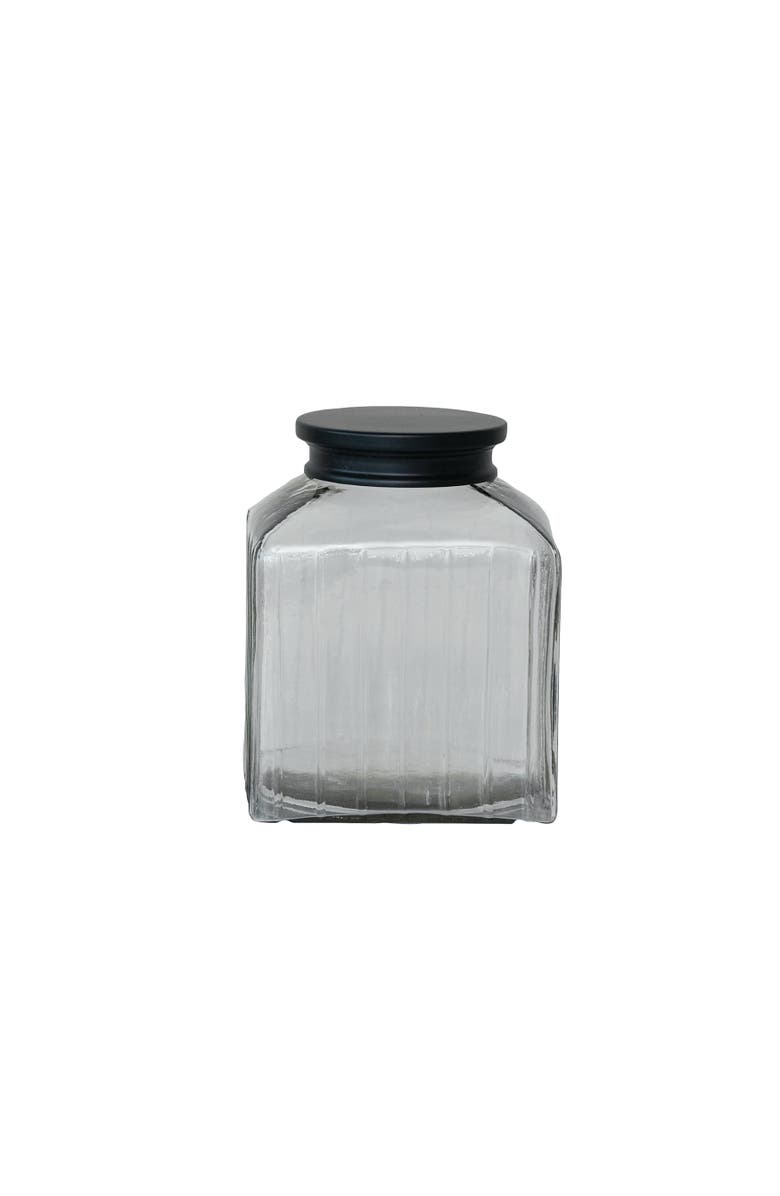 Storied Home Large Square Glass Jar with Lid, Main, color, Clear