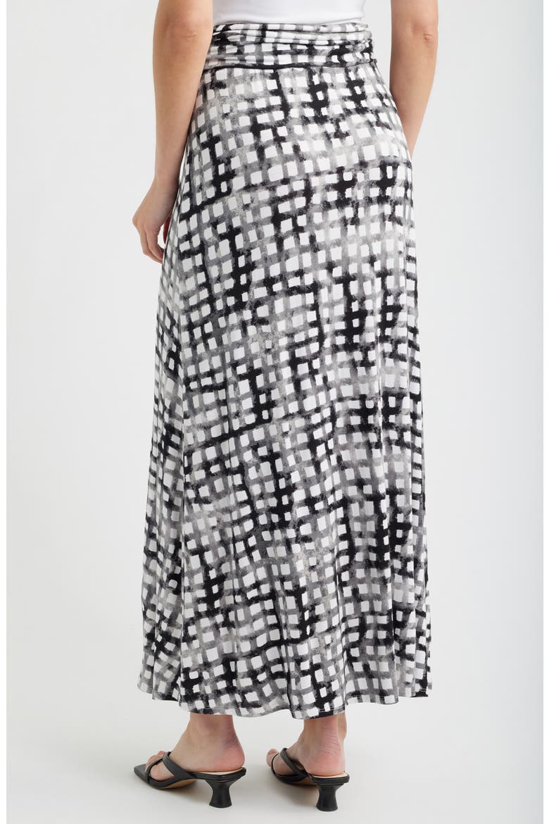 Print Roll Top Maxi Skirt, Alternate, color, BLACK/ IVORY