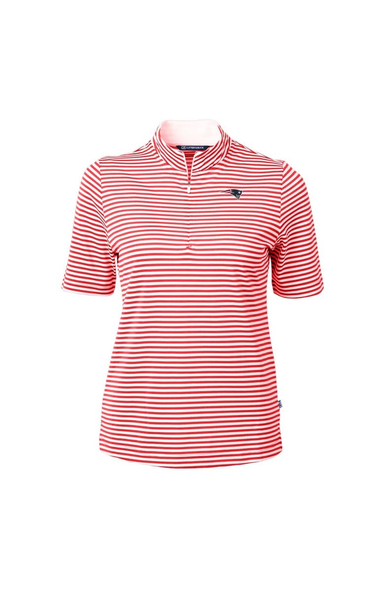 Cutter & Buck Women's Cutter & Buck  Red New England Patriots  DryTec Virtue Eco Pique Stripe Recycled Polo, Alternate, color, 