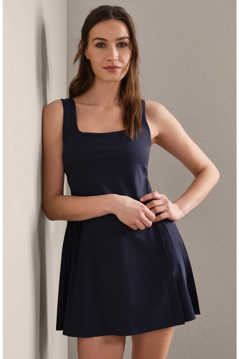 Rally Pleated UPF 50+ Minidress, Alternate, color, NAVY BLUE