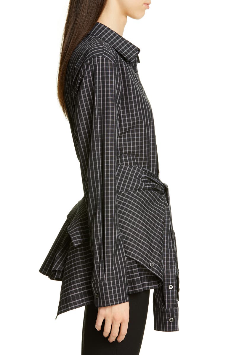 Alexander Wang Plaid Tie Waist Poplin Shirt, Alternate, color, 