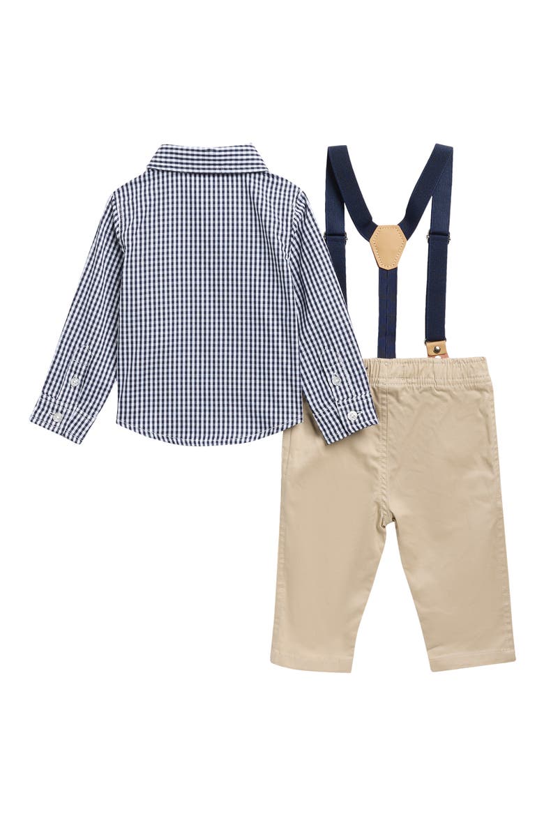 Kids' Button-Down Shirt, Suspender & Pants Set, Alternate, color, NAVY GINGHAM