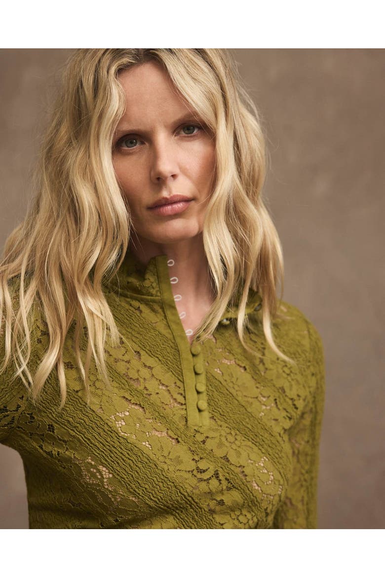 Lace Detail Top, Alternate, color, Green