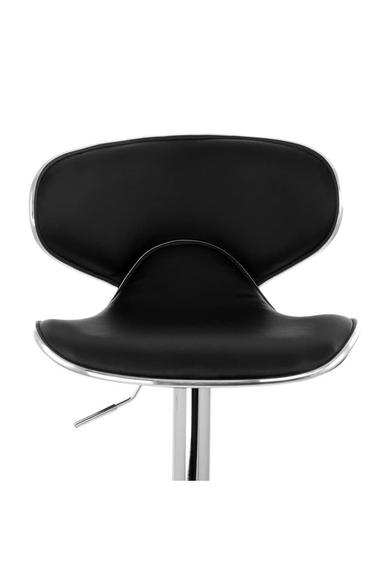 Elama 2 Piece Slim Faux Leather Adjustable Bar Stool, Alternate, color, Black