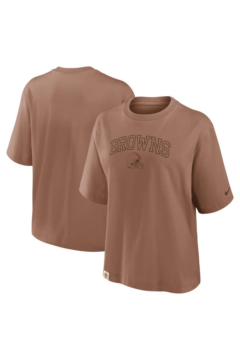 Women's Nike Brown Cleveland Browns Glory Arch Boxy T-Shirt, Alternate, color, Brown