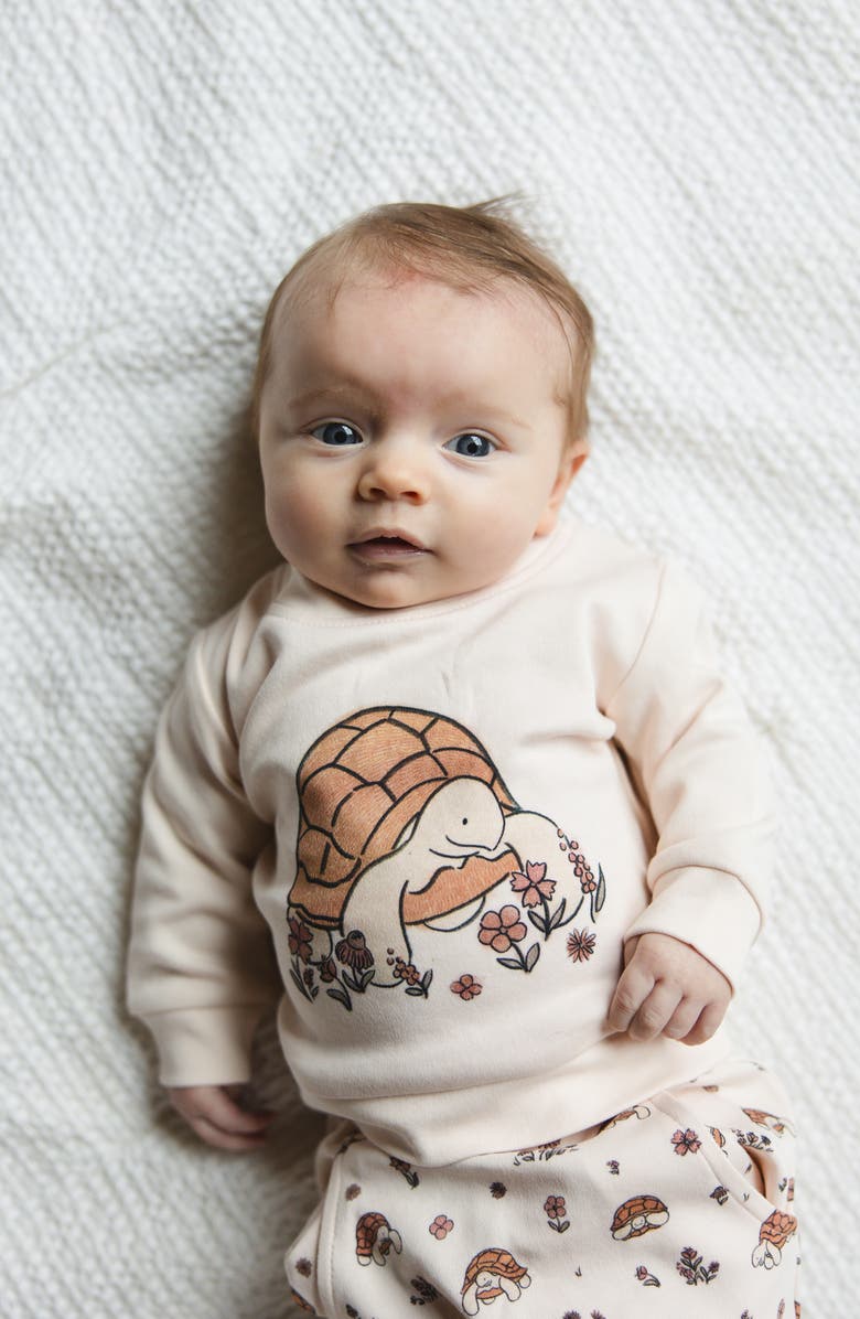 L'ovedbaby Organic Cotton Fleece Graphic Sweatshirt & Joggers Set, Alternate, color, Tiny Tortoise
